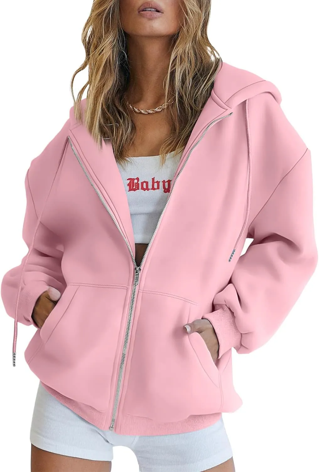 Trendy Queen Womens Zip Up Hoodies Oversized Sweatshirts Fall Fashion Outfits Casual Jackets 2025 Winter Clothes