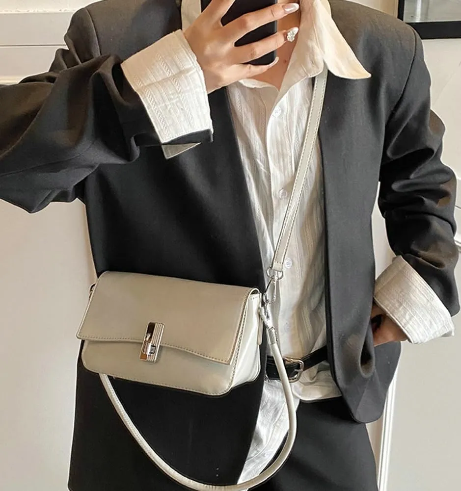 Trendy Solid Color Simple Underarm Bag for Women Casual Buckle Shoulder Bag PU Leather Outdoor Satchel Bags 2025