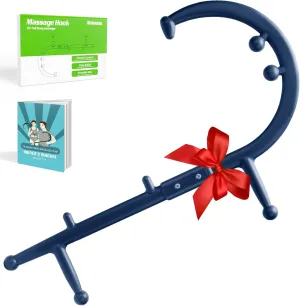 Trigger Point Massage Hook Cane-Back and Neck Massager- Manual Therapy Hook for Whole-Body Deep Tissue& Fibromyalgia Relief - w/Picture Instructions - Ideal Gift for Women & Men (Royal Blue)