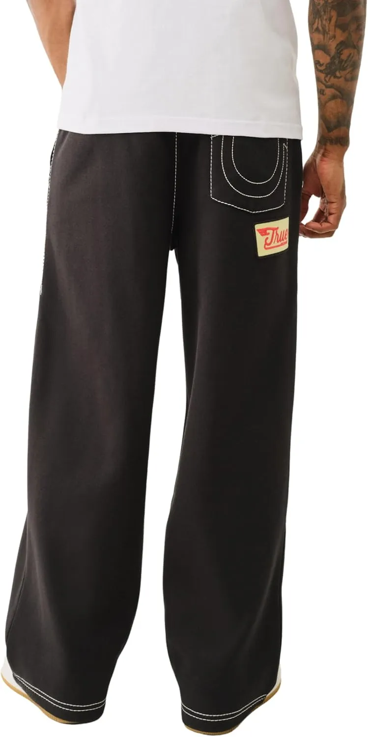 True Religion Men's Patch Big-T Baggy Sweatpants - Jet Black | Relaxed Fit Sweatpants