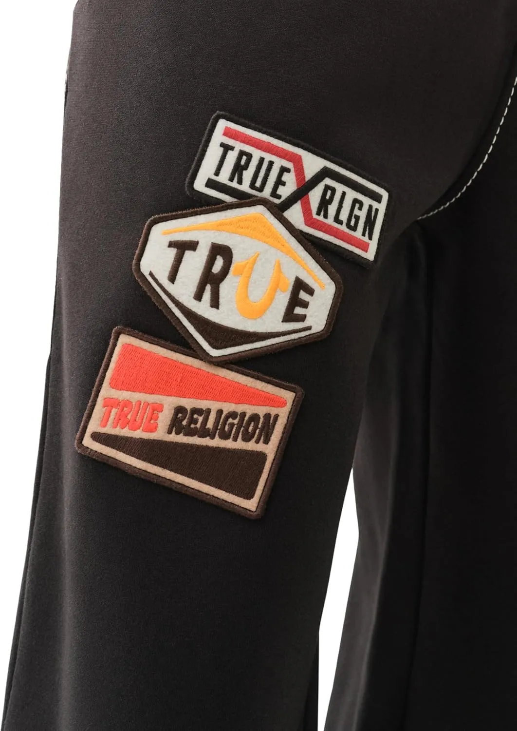 True Religion Men's Patch Big-T Baggy Sweatpants - Jet Black | Relaxed Fit Sweatpants