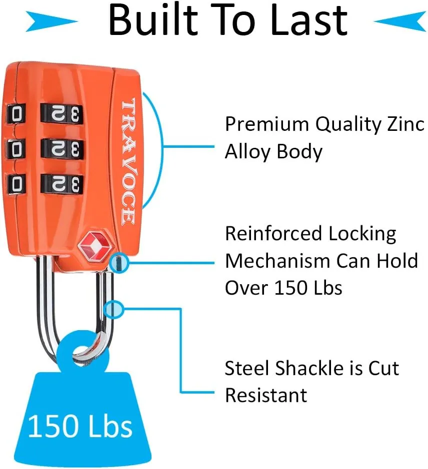 TSA Approved Luggage Locks, Travel Locks Which Also Work Great as Gym Locks, Suitcase, Backpack and more, 1,2,4 & 6 Pack