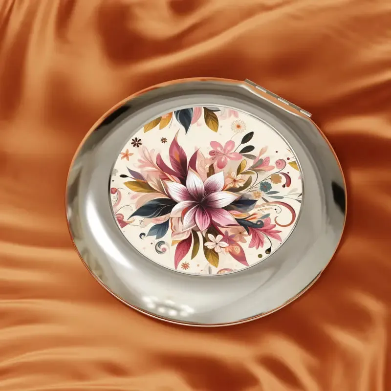Turn Heads with Vibrant Floral Compact Travel Mirror
