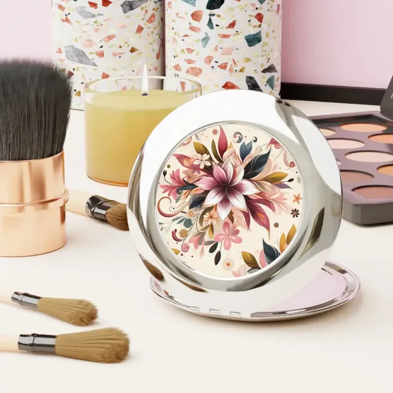 Turn Heads with Vibrant Floral Compact Travel Mirror