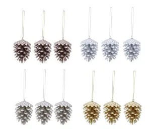 [UBL] XD3345 Matte Metallic Hanging Cones 3pk Asst