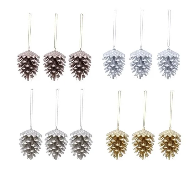 [UBL] XD3345 Matte Metallic Hanging Cones 3pk Asst