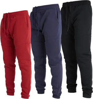 Ultra Performance 3 Pack Fleece Active Tech Joggers for Men, Mens Sweatpants with Zipper Pockets