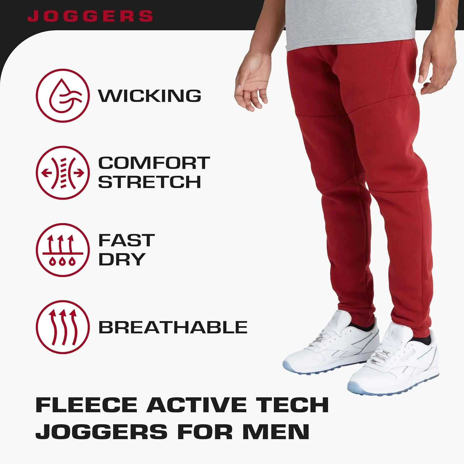 Ultra Performance 3 Pack Fleece Active Tech Joggers for Men, Mens Sweatpants with Zipper Pockets