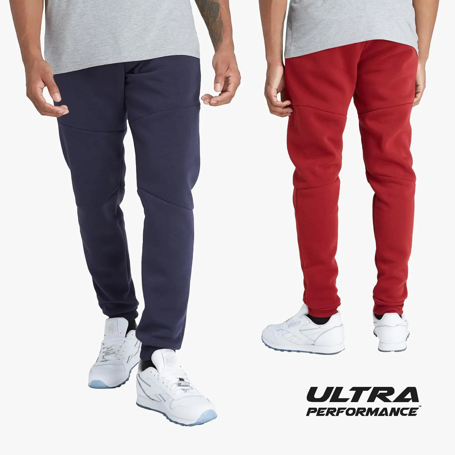 Ultra Performance 3 Pack Fleece Active Tech Joggers for Men, Mens Sweatpants with Zipper Pockets