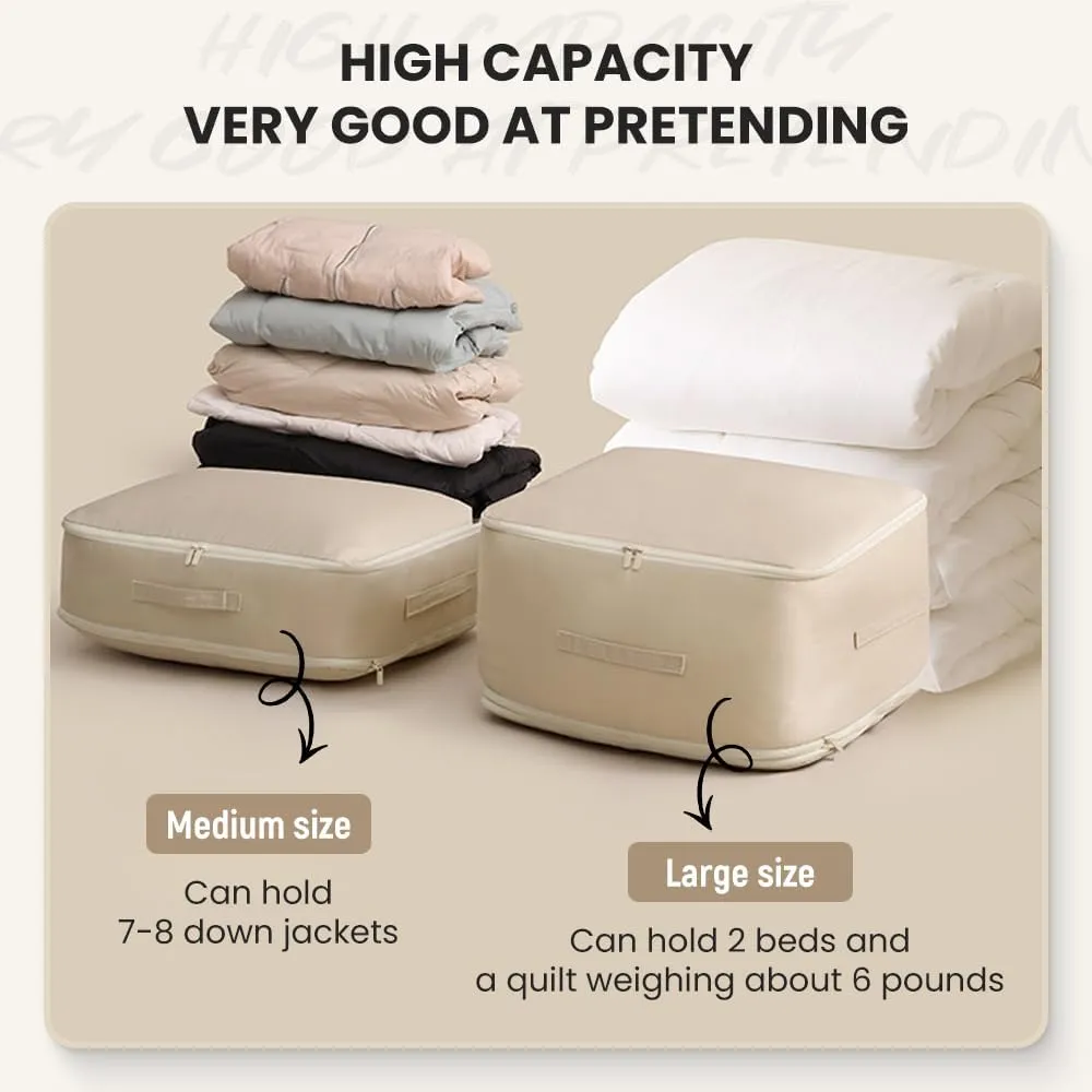 Ultra Space Saving Self Compression Organizer, 2025 New 3-Layer Comforter Storage Bag Large Capacity, Washable Compression Bags for Storage Comforter Blanket (Grey, X-Large)
