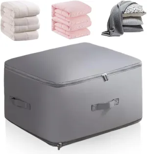Ultra Space Saving Self Compression Organizer, 2025 New 3-Layer Comforter Storage Bag Large Capacity, Washable Compression Bags for Storage Comforter Blanket (Grey, X-Large)