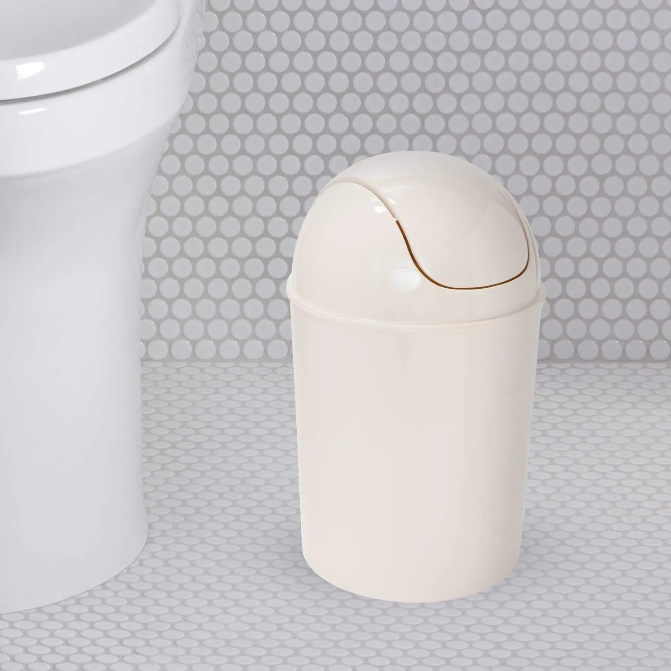 Umbra Mini Waste Can, 1.25 Gallon with Swing Lid (Linen)