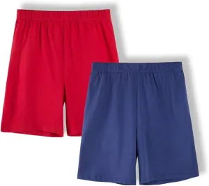 UNACOO Unisex Kids 2-Pack 100% Cotton Shorts for Boys and Girls (Age 3-12 Years)
