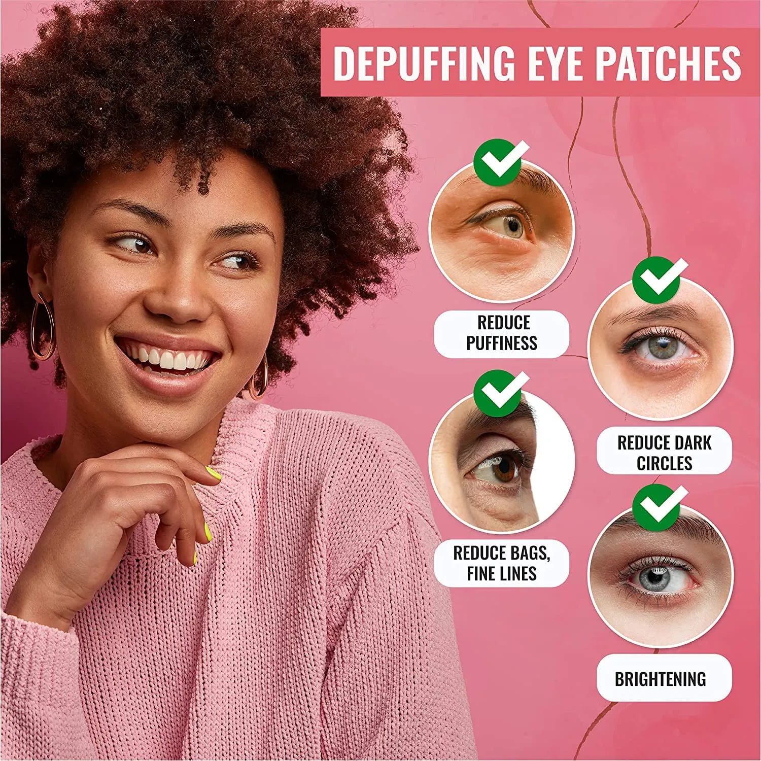 Under Eye Mask for Dark Circles, Puffiness and Eye Bags with Rose (60 Patches), Anti-Wrinkle for Puffy Eyes, Eye Masks with Hyaluronic Acid and Collagen Hydrogel Eye Gel Pads, Premium Korean Skincare