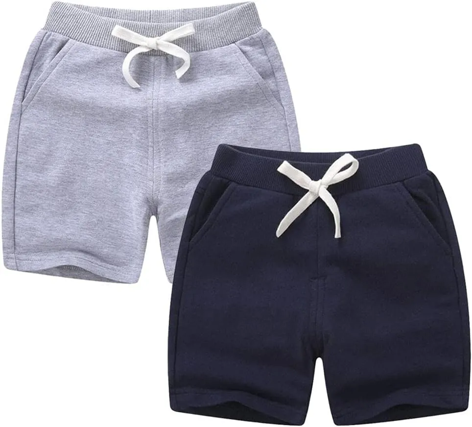 Unisex Baby Boys Girls Summer Solid Color Cotton Sport Jogger Shorts Casual Elastic Waist Active Shorts Pants