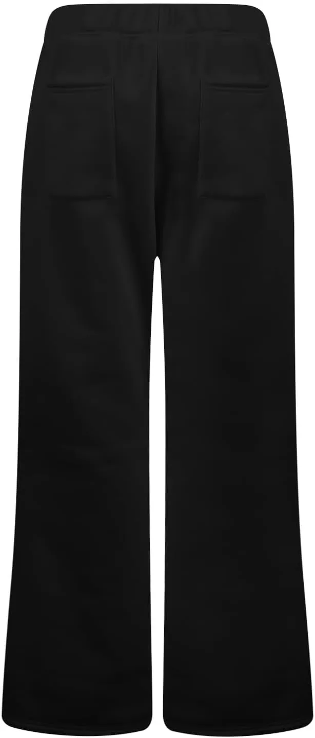 UQRZAU Ladies Fashion Loose Draw String Waist Solid Color Cargo Pants Leisure Flares