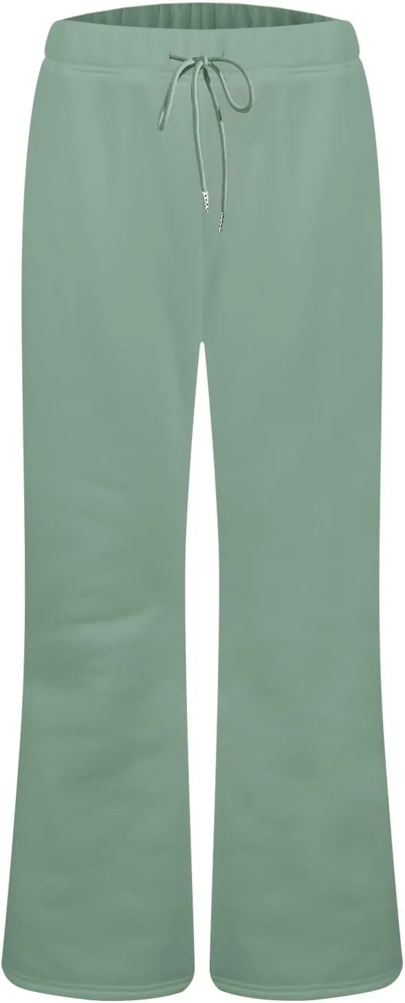 UQRZAU Ladies Fashion Loose Draw String Waist Solid Color Cargo Pants Leisure Flares