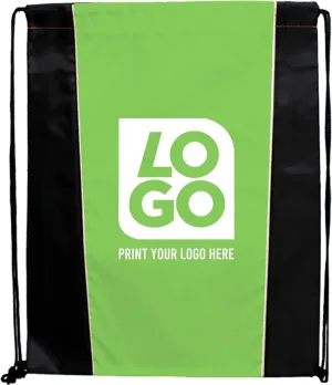 USMG Custom Two-Tone Drawstring Tote Bags - Single Color Imprint for Promotions, Gifts, & Events