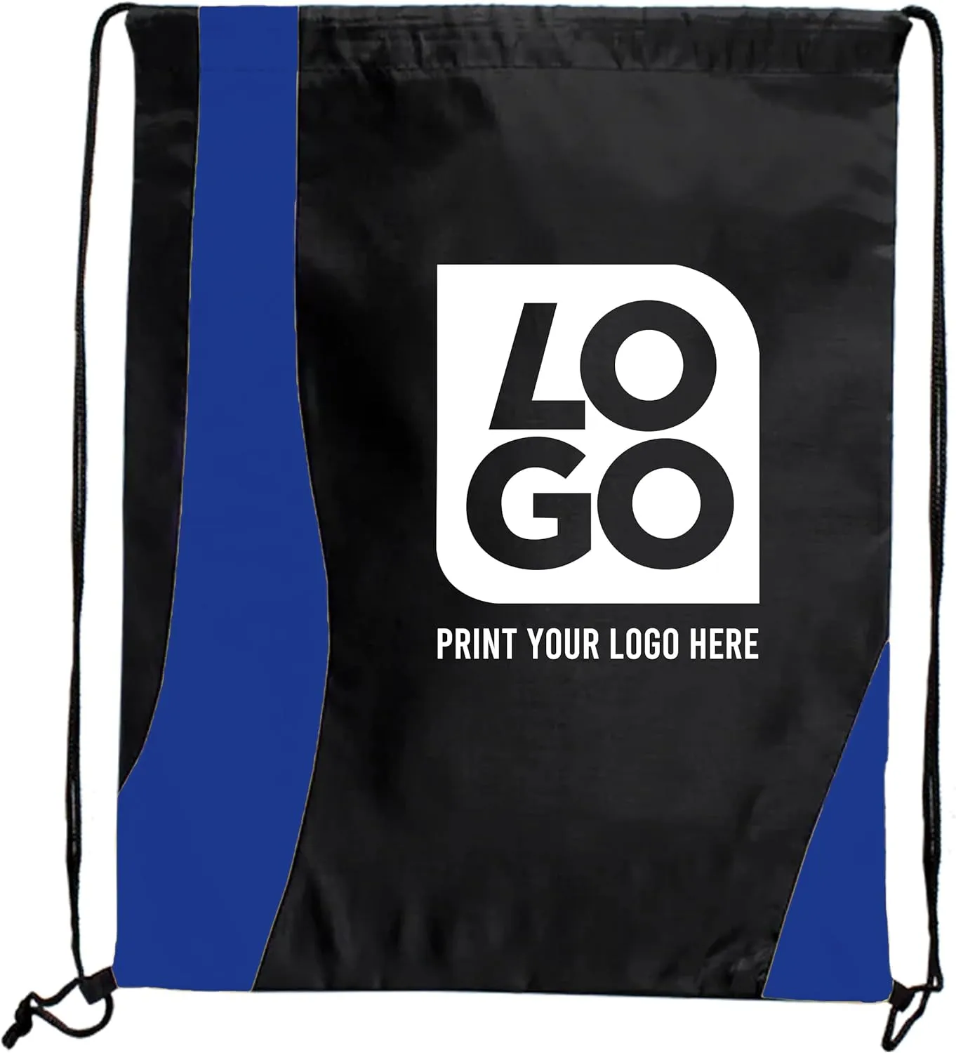 USMG Custom Two-Tone Wavy Drawstring Tote Bags - Single Color Imprint for Promotions, Gifts & Events