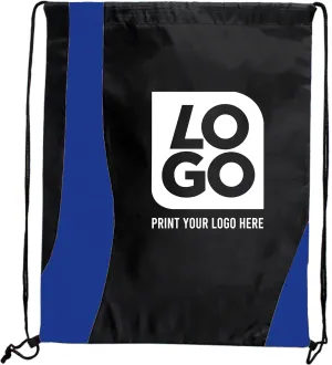 USMG Custom Two-Tone Wavy Drawstring Tote Bags - Single Color Imprint for Promotions, Gifts & Events