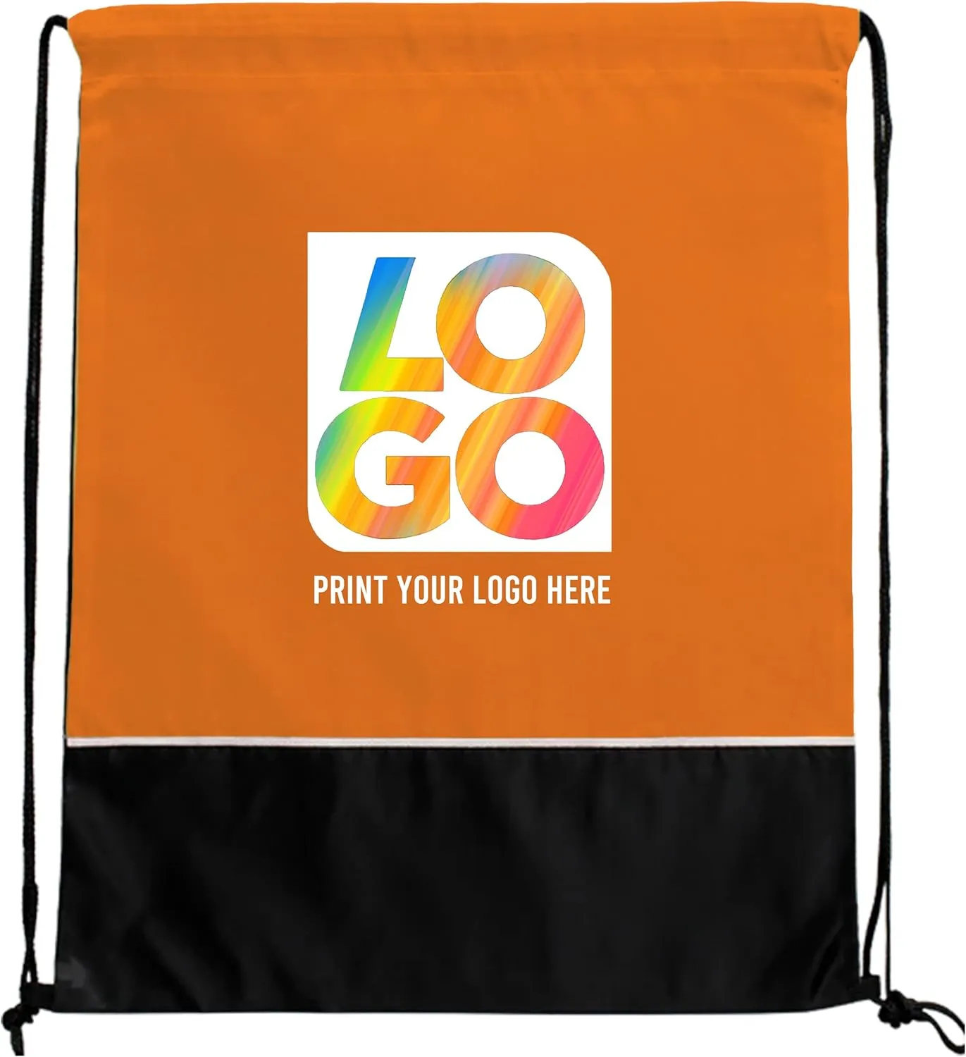 USMG Two Tone Classic Drawstring Tote Bags with Full Color Imprint for Marketing & Events