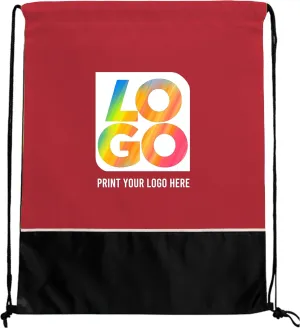 USMG Two Tone Classic Drawstring Tote Bags with Full Color Imprint for Marketing & Events
