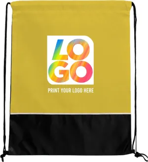USMG Two Tone Classic Drawstring Tote Bags with Full Color Imprint for Marketing & Events