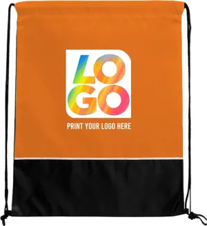 USMG Two Tone Classic Drawstring Tote Bags with Full Color Imprint for Marketing & Events