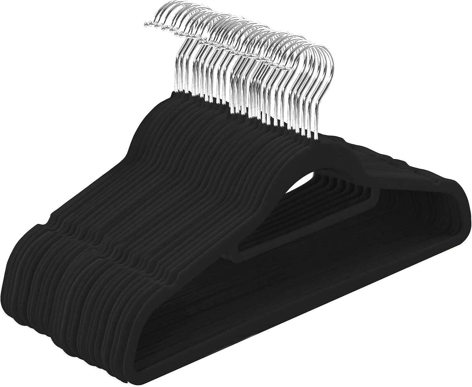 Utopia Home Premium Velvet Hangers 50 Pack - Non-Slip Clothes Hanger with Tie Bar - Black Hangers with 360 Degree Rotatable Hook - Heavy Duty Coat Hanger