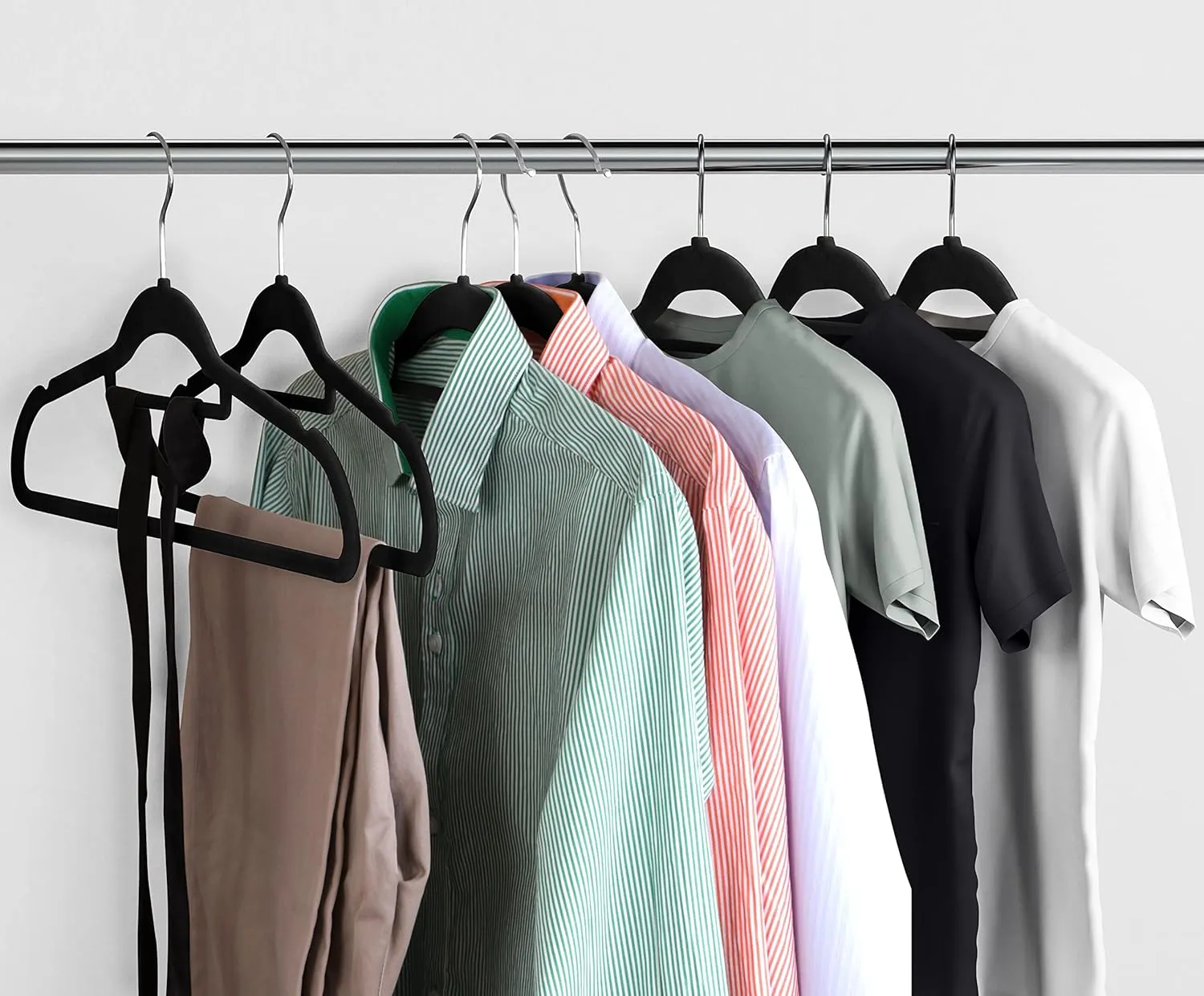 Utopia Home Premium Velvet Hangers 50 Pack - Non-Slip Clothes Hanger with Tie Bar - Black Hangers with 360 Degree Rotatable Hook - Heavy Duty Coat Hanger