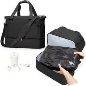 Vacuum Seal Bags for Clothing Travel Vacuum Bag with Electric Pump, Carry on Luggage Compression Bags for Packing, Weekender Personal Item Overnight Tote Bags for Women Men for Airlines