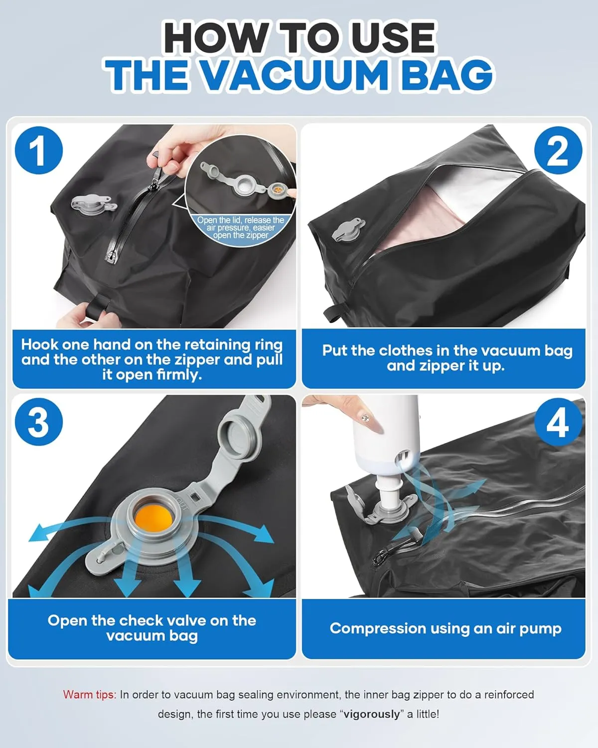 Vacuum Seal Bags for Clothing Travel Vacuum Bag with Electric Pump, Carry on Luggage Compression Bags for Packing, Weekender Personal Item Overnight Tote Bags for Women Men for Airlines