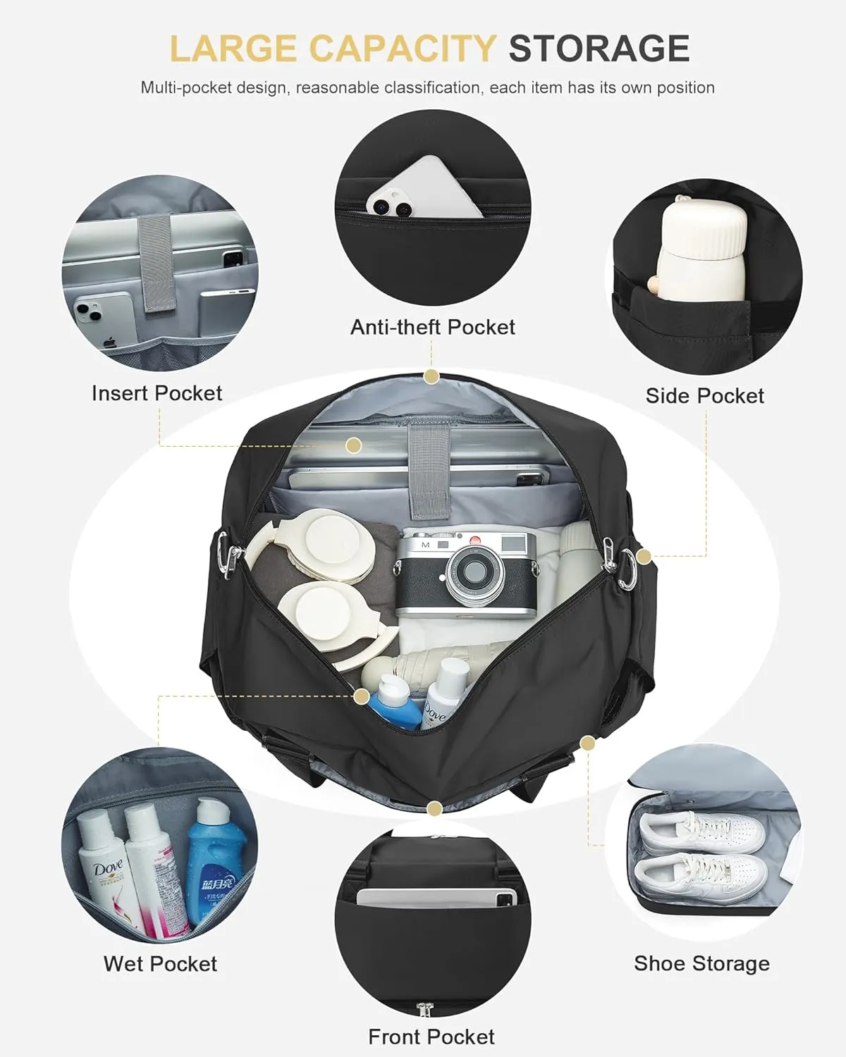 Vacuum Seal Bags for Clothing Travel Vacuum Bag with Electric Pump, Carry on Luggage Compression Bags for Packing, Weekender Personal Item Overnight Tote Bags for Women Men for Airlines