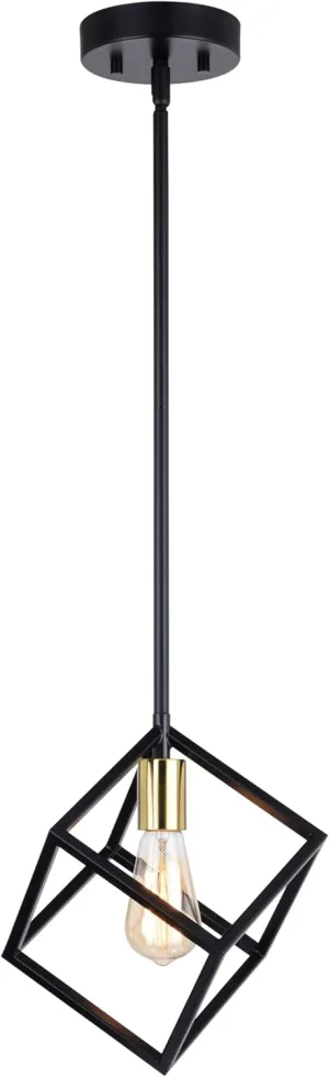 VAXCEL Deering LED Compatible Matte Black and Gold Satin Brass Contemporary Mini Pendant Ceiling Light