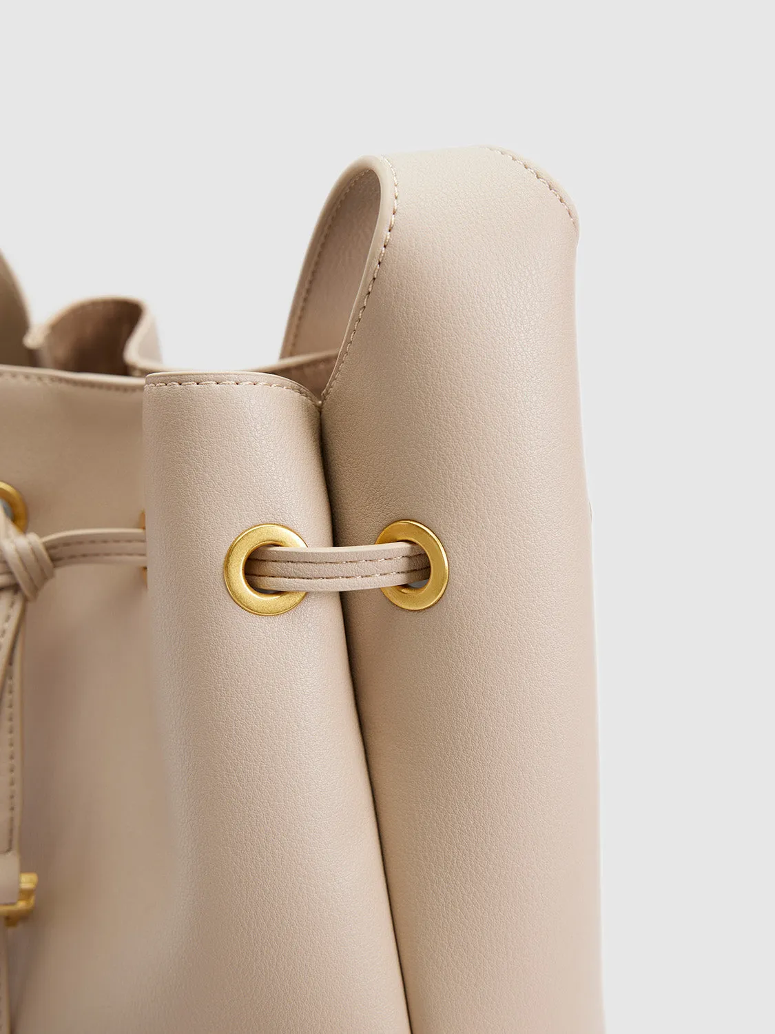 Vegan Leather Drawstring Bucket Bags