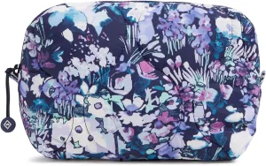 Vera Bradley Featherweight Medium Cosmetic Makeup Organizer Bag, Artist's Garden Purple
