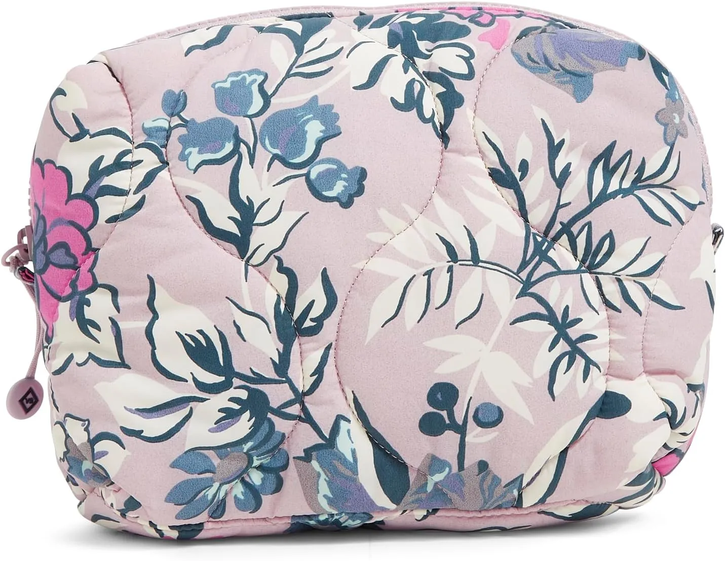 Vera Bradley Women's Featherweight Medium Cosmetic Makeup Organizer Bag, Fresh-Cut Floral Lavender, One Size