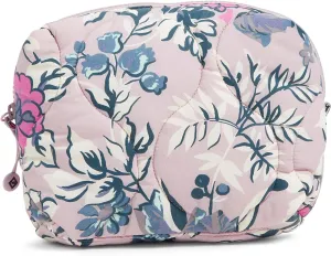 Vera Bradley Women's Featherweight Medium Cosmetic Makeup Organizer Bag, Fresh-Cut Floral Lavender, One Size