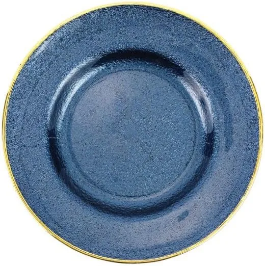 Vietri Metallic Glass Sapphire Salad Plate, 8.5" D Elegant Wedding Dessert Appetizer & Sandwich Dish