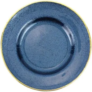 Vietri Metallic Glass Sapphire Salad Plate, 8.5" D Elegant Wedding Dessert Appetizer & Sandwich Dish