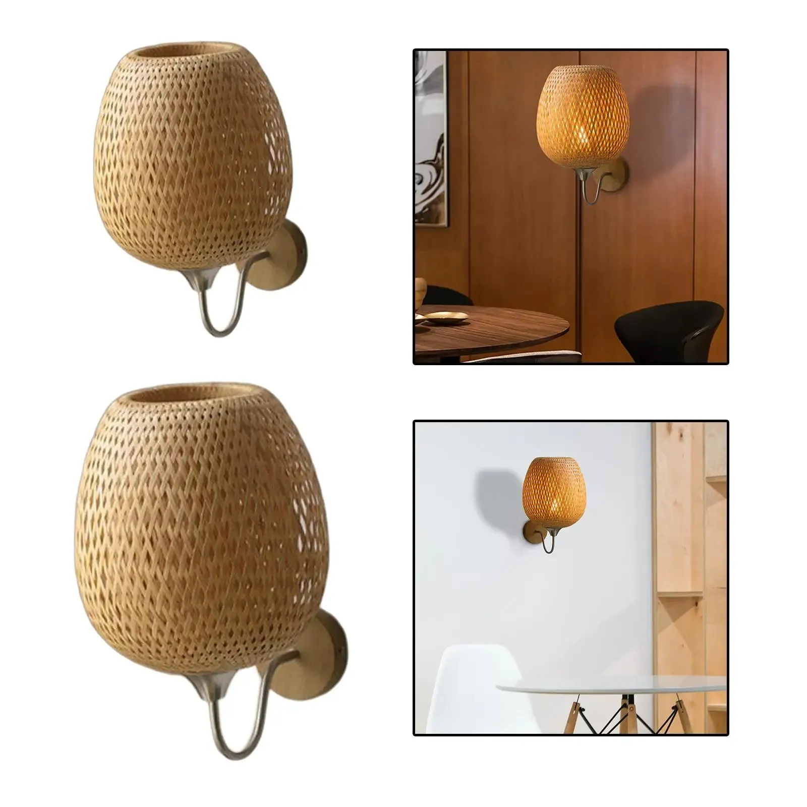 Vintage Rattan Bamboo Wall Sconce Light - Industrial Elegance for Dining Rooms and Bedrooms