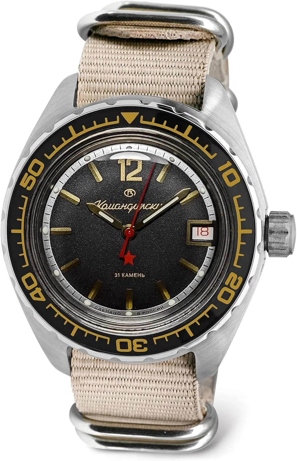 VOSTOK | Komandirskie 02K Automatic Self-Winding Russian Military Diver Wrist Watch | WR 200 m | Fashion | Business | Casual Men's Watches | Model 020741