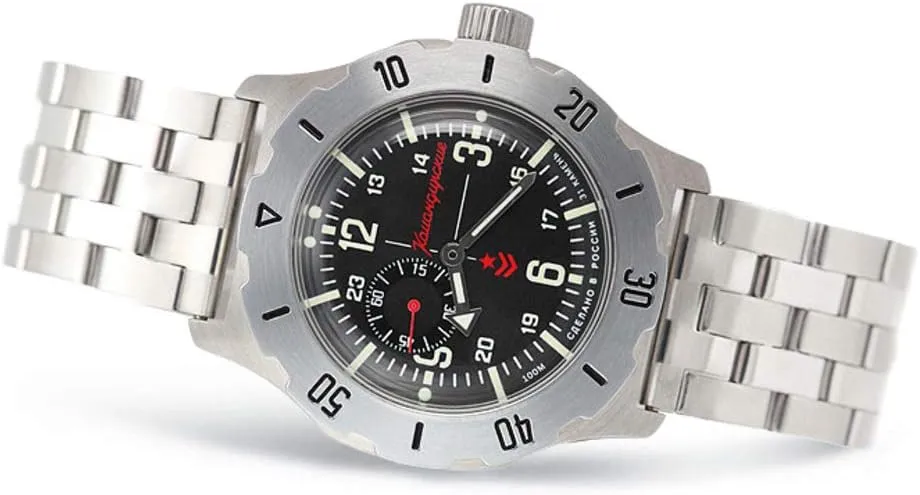 Vostok | Komandirskie K-35 Automatic Self-Winding Wrist Watch | WR 100 m | Model 350504 Steel Bracelet B®