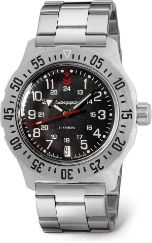 VOSTOK | Komandirskie Military Commander Automatic Self-Winding 42mm Wrist Watch | Model 350751 | WR 100m | Black Dial Mechanical Watch | Luminous dots