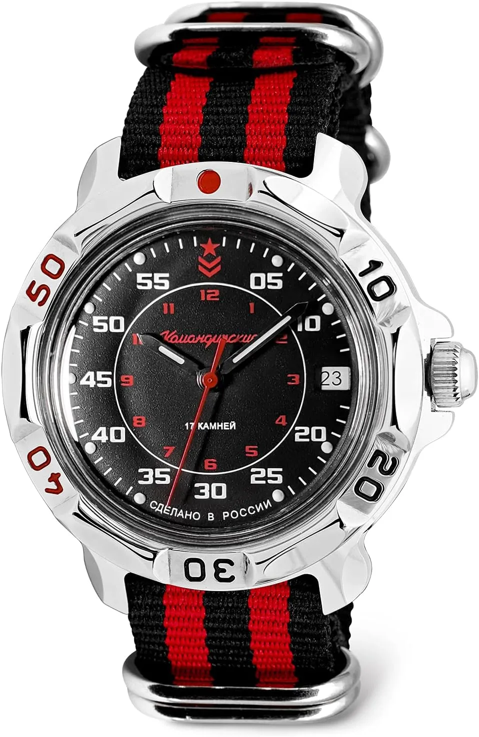 VOSTOK | Komandirskie Military Commander Mechanical 40mm Wrist Watch | Model 172 | WR 200m | Black Dial Mechanical Watch | Luminous dots