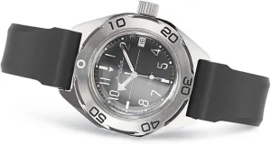 VOSTOK | Men's Amphibian Diver Automatic Self-Winding Russian Watch | WR 200 m | Model 670059 Black Resin Band