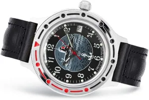 Vostok | Men’s Amphibian Submarine Commander | Automatic Self-Winding Russian Military Style Watch | Model 921831 Leather Band