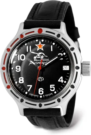 VOSTOK | Men’s Tank Commander Russian Amphibian Automatic Self-Winding Military Style Watch | WR 200 m | Model 420306 Amfibia