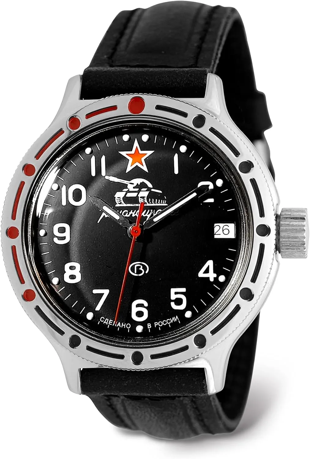 VOSTOK | Men’s Tank Commander Russian Amphibian Automatic Self-Winding Military Style Watch | WR 200 m | Model 420306 Amfibia
