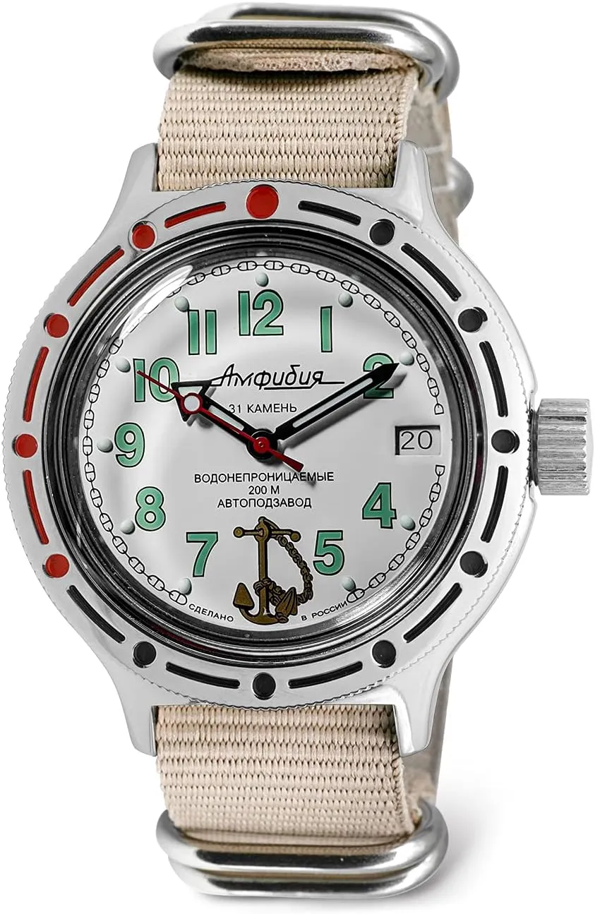 VOSTOK | Sea Captain Amphibian Automatic Self-Winding Russian Diver Watch | WR 200 m | Fashion | Business | Casual Men's Watches | Model 420381 Amfibia